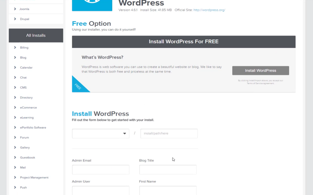 Installing a WordPress with One Click in Hostgator Cpanel